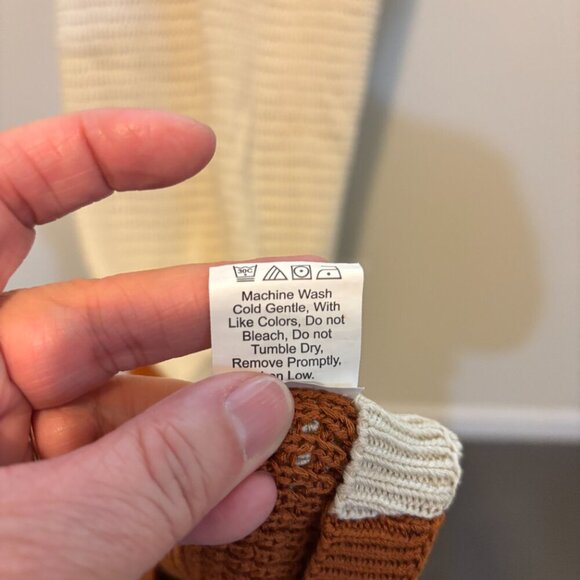 Petal and Pup Crochet Knit Halter Maxi Dress Tan Cream Rust - Picture 9 of 12